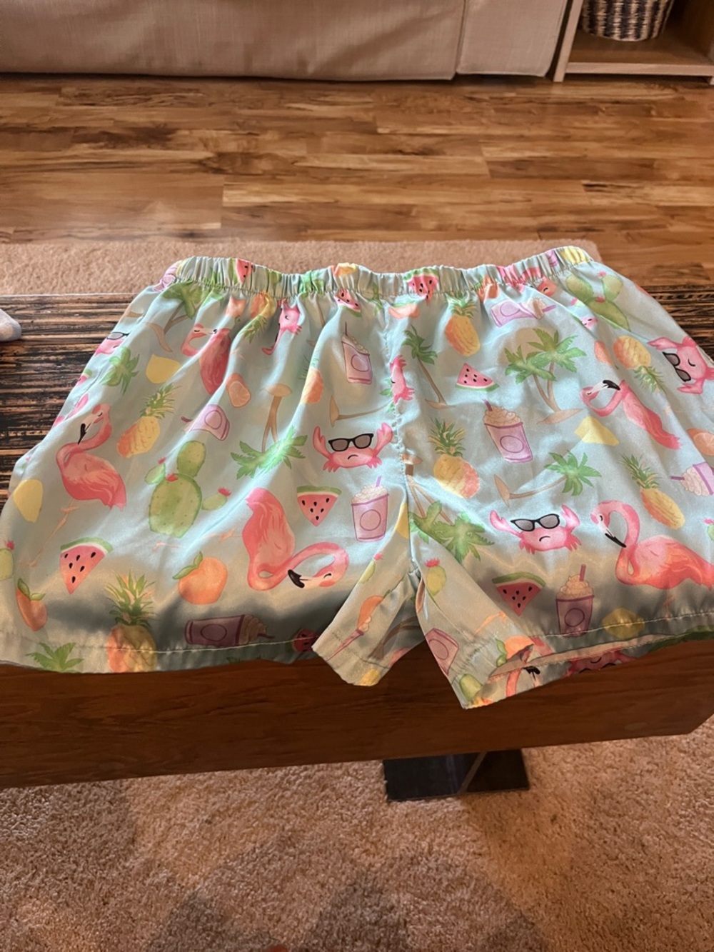 Justice Light Blue Flamingo & Tropical Print Pajama Shorts